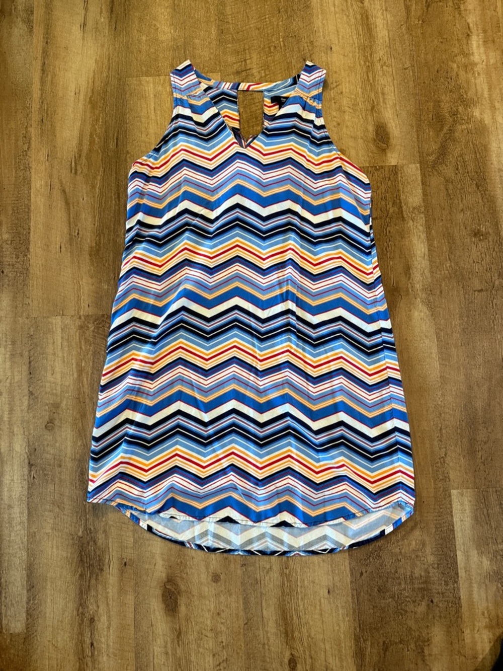 GAP Women Chevron Tank Dress in Blue, White, Yellow, Red